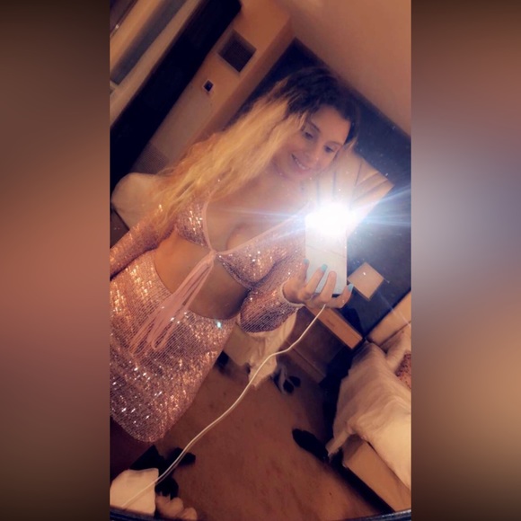 Pink Two Piece Sequin Set - Picture 1 of 6